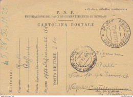 1940 LIBIA, CARTOLINA POSTALE P.N.F. FASCI BENGASI VIAGGIATA PER NAPOLI - Libya