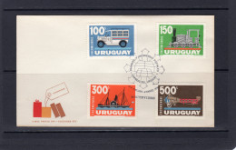 Uruguay 1974, Trasport, Bus, Train, Plane, Ship, 4val In FDC - Trains