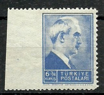 Turkey; 1942 1st Inonu Issue 6 3/4 K. ERROR "Imperf. Edge" - Nuevos