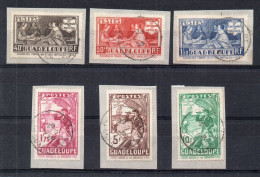 !!! GUADELOUPE, SERIE TRICENTENAIRE DES ANTILLES N°127/132 OBLITEREE SUR FRAGMENT - Oblitérés