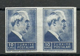 Turkey; 1942 1st Inonu Issue 10 K. ERROR "Imperf. Pair" - Ongebruikt