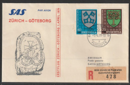 1979, SAS, Erstflug, Zürich - Göteborg Sweden - Erst- U. Sonderflugbriefe