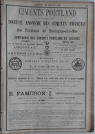 PUB 1889 - CIMENT Portland De Boulogne Sur Mer Et Desvres, Usine Vapeur à Neufchatel & Lumbres Bassin Boulogne/Mer - Publicités