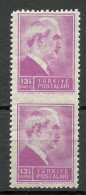 Turkey; 1942 1st Inonu Issue 13 1/2 K. ERROR "Partially Imperf." - Unused Stamps