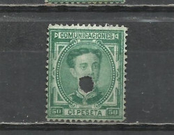 Q735N-SELLO CLASICO ALFONSO XII 1876 Nº 179T USADO POR TELÉGRAFOS TALADRO       USADO POR TELÉGRAFOS TALADRO PERFINS , S - Used Stamps