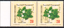 2003-Tunisie / Y&T 1490--  Faune & Flore; Fleurs De  Jasmin - En Paire 2V / MNH***** - Rosas