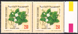 2003-Tunisie / Y&T 1490--  Faune & Flore; Fleurs De  Jasmin - En Paire 2V / MNH***** - Roses