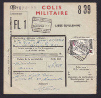 Belgium: Military Parcel Form, 1959, 1 Stamp, Value Overprint, Colis Militaire, Train Cancel, Railways (traces Of Use) - Cartas & Documentos