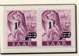 !!! SARRE, PAIRE SURCHARGEE AVEC VARIETE 1 ET F ELOIGNES TENANT A NORMAL NEUVE ** - Unused Stamps