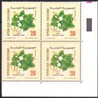 2003-Tunisie / Y&T 1490--  Faune & Flore; Fleurs De  Jasmin -  Bloc De 4 V / MNH***** - Rosen