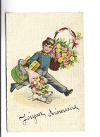 CPA  JOYEUX ANNIVERSAIRE, PORTEUR DE FLEURS En 1944! - Children's Drawings