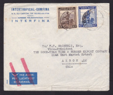 Belgian Congo: Airmail Cover To USA, 2 Stamps, Soldier, Military, Gun, Red Jusqu'a Bar Cancel (minor Damage) - Cartas & Documentos