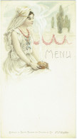 Beau Menu. Femme  Art Nouveau. Publicité Chocolat Au Lait Suisse CAILLER. - Menu
