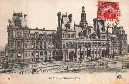 FRANCE - Paris - Vue Sur L'hôtel De Ville - Vue D'ensemble - Face à L'entrée - Animé - Voitures - Carte Postale Ancienne - Bar, Alberghi, Ristoranti