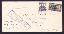 Belgian Congo: FFC First Flight Cover To USA, 1941, 2 Stamps, Cancel Delayed Departure, Aviation (right Stamp Damaged) - Brieven En Documenten