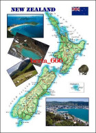 New Zealand Country Map New Postcard * Carte Geographique * Landkarte - New Zealand