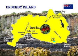 New Zealand Subantarctic Islands UNESCO Enderby Island Map New Postcard - Neuseeland