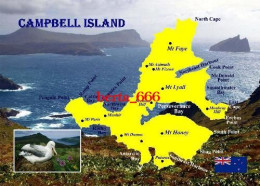 New Zealand Subantarctic Islands UNESCO Campbell Island Map New Postcard - New Zealand