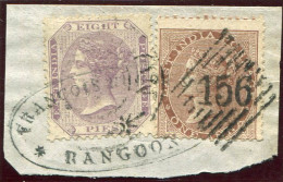 1860-65 Burma Rangoon B156 India 1a And 8a On Piece - Autres & Non Classés