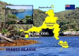 New Zealand Subantarctic Islands UNESCO Snares Islands Map New Postcard - New Zealand