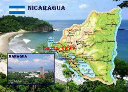 Nicaragua Country Map New Postcard * Carte Geographique * Landkarte - Nicaragua