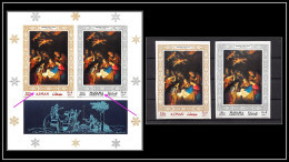 503x Ajman/Manama Se Tenant N° 353 + 133 B Christmas Noel Nativity Van Honthorst Nederlands Non Dentelé Imperf MNH ** - Kerstmis