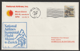 1979, National Airlines, Erstflug, Miami GPO - Zürich - 3c. 1961-... Cartas & Documentos