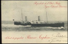 Paquebots De L'Etat Belge, Ligne Ostende Douvres - A Bord Du Paquebot Princess Joséphine - Schiffspost