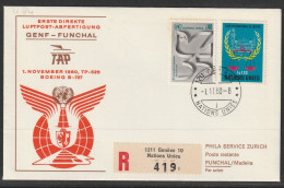 1980, TAP, Erstflug, Genf UN - Funchal Portugal - Poste Aérienne