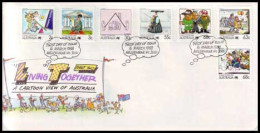 Australië  - Living Together - Cartoons - FDC - - Ersttagsbelege (FDC)