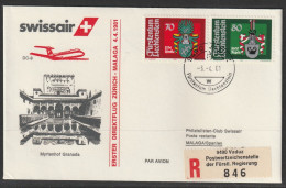 1981, Swissair, Erstflug, Liechtenstein - Malaga - Poste Aérienne