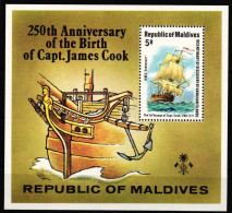 Malediven Block 51 Postfrisch Schiffe, Cook #NE736 - Maldives (1965-...)