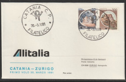 1981, Alitalia, Erstflug, Catania - Zürich - Luftpost