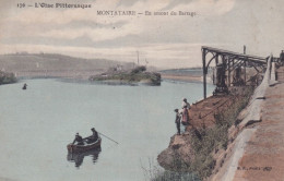 F4-60) MONTATAIRE (OISE) EN AMONT DU BARRAGE - ANIMEE - COLORISEE - ( 2 SCANS ) - Montataire