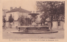 F5-47) CASTELMORON (LOT ET GARONNE) LA PLACE HENRI IV ET LE  CAFE DU COMMERCE - ( 2 SCANS ) - Castelmoron