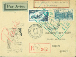 Par Avion YT Poste Aérienne N°23 + YT 760 Paris 6 3 48 Cachets 20e Anniversaire Aéropostale France Amérique Du Sud - 1927-1959 Lettres & Documents