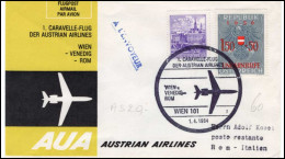 First Flight Vienna-Venice-Rome, 1964 - Erst- U. Sonderflugbriefe