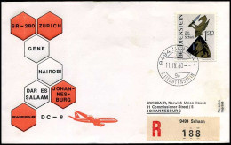 First Flight Zürich-Johannesburg, Registered - Lettres & Documents