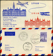 Hungary, 50. Jahrestag Der Budapest-Wien Fluglinie - Lettres & Documents