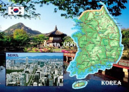 South Korea Country Map New Postcard * Carte Geographique * Landkarte - Corée Du Sud