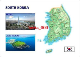 South Korea Country Map New Postcard * Carte Geographique * Landkarte - Corée Du Sud