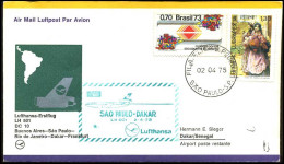 Brasil - First Flight Lufthansa Buenas Aires-Sao Paulo-Rio De Janeiro-Dakar-Frankfurt - Brieven En Documenten