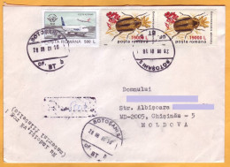 2001  ROMANIA Registered  Letter To Moldova  Fauna, - Brieven En Documenten