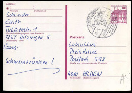 Bundespost - Postkarte Nach Hilden - Postales - Usados