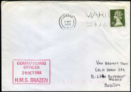Great-Britain - Cover To Beveren, Belgium - HMS Brazen - Cartas & Documentos
