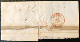 France, TAD D'entrée FRANCE PAR MONS Sur Grand Fragment De Lettre DeMaubeuge 14.7.1854 - (A360) - Entry Postmarks