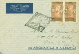 Dahomey Par Avion Cachet Cote Occidentale D'Afrique France Aéromaritime Air-France 1er Voyage Mars 1937 YT N°96 X2 - Storia Postale