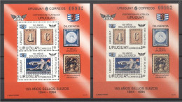 Uruguay 1993, Filaexpo, Stamp On Stamp, Plane, BF+BF IMPERFORATED - Uruguay