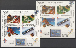 Uruguay 1994, Filaexpo, Skiing, Bob Sledge, BF+BF IMPERFORATED - Uruguay