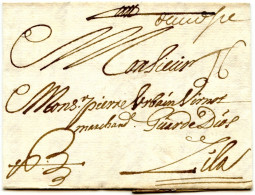 ESPAGNE - D'ANDALOUSIE MANUSCRIT + TAXE 16 SUR LETTRE AVEC CORRESPONDANCE DE CADIX POUR LILLE, AOUT 1704 - ...-1850 Vorphilatelie